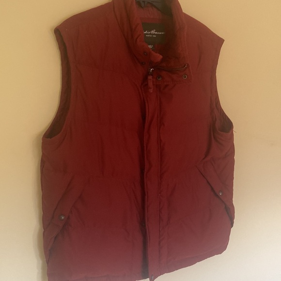 Brick Red Colored Retro Style Eddie Bauer Goose Down Vest - Size L - Picture 2 of 9